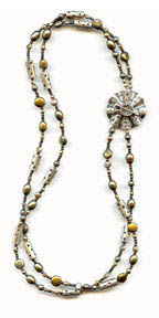 Double strand with "anemone" clasp:  fresh water pearls, silver